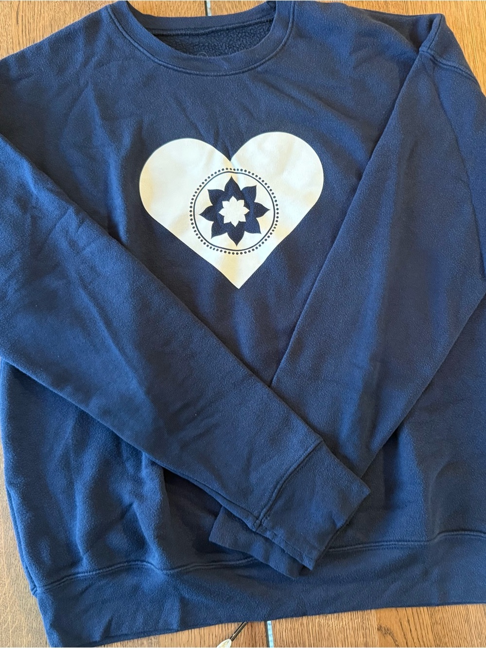 Navy Club Pilates Heart Graphic Crewneck Sweatshirt